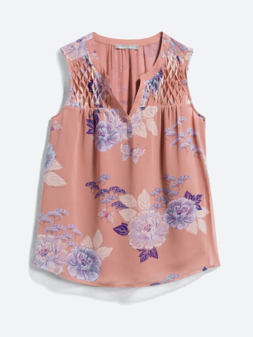 Daniel Rainn Dusty Pink Floral Smocked Sleeveless Top